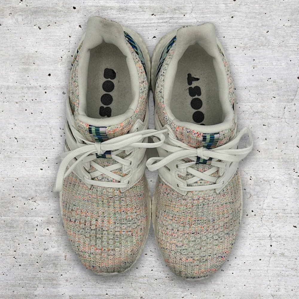 Adidas‎ Ultraboost White Multicolor Running Shoes Women's {Size 7.5}